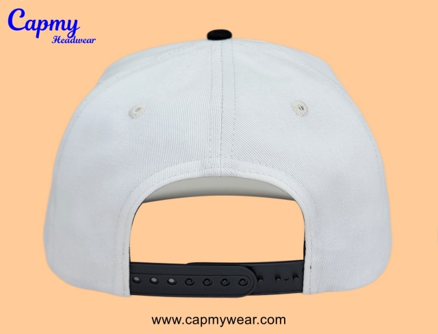 Baseball Cap - CMC-1107 (100% Cotton Off White Crown Hat Black Visor Two Tone Upside Letter 3D Embroidery Baseball Cap Manufacturer)