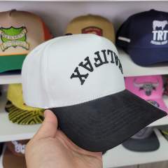 Baseball Cap - CMC-1107 (100% Cotton Off White Crown Hat Black Visor Two Tone Upside Letter 3D Embroidery Baseball Cap Manufacturer)