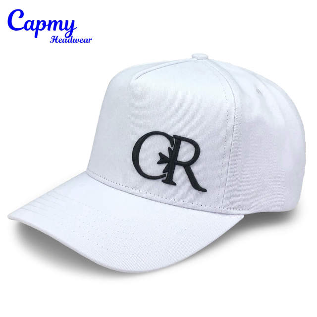 Baseball Cap - CMC-1094 (Customized 100% Cotton White Colour 3D Embroidery Logo A Frame Baseball Cap Supplier  )