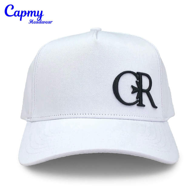 Baseball Cap - CMC-1094 (Customized 100% Cotton White Colour 3D Embroidery Logo A Frame Baseball Cap Supplier  )