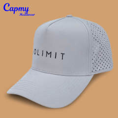 Baseball Cap - CMC-1067 (100% Polyester Laser Cut Drilled Hole Perforated Grey Waterproof Cap Melin Style Golf Hat Supplier)