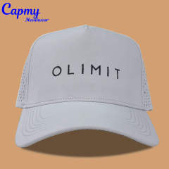 Baseball Cap - CMC-1067 (100% Polyester Laser Cut Drilled Hole Perforated Grey Waterproof Cap Melin Style Golf Hat Supplier)