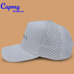 Baseball Cap - CMC-1067 (100% Polyester Laser Cut Drilled Hole Perforated Grey Waterproof Cap Melin Style Golf Hat Supplier)