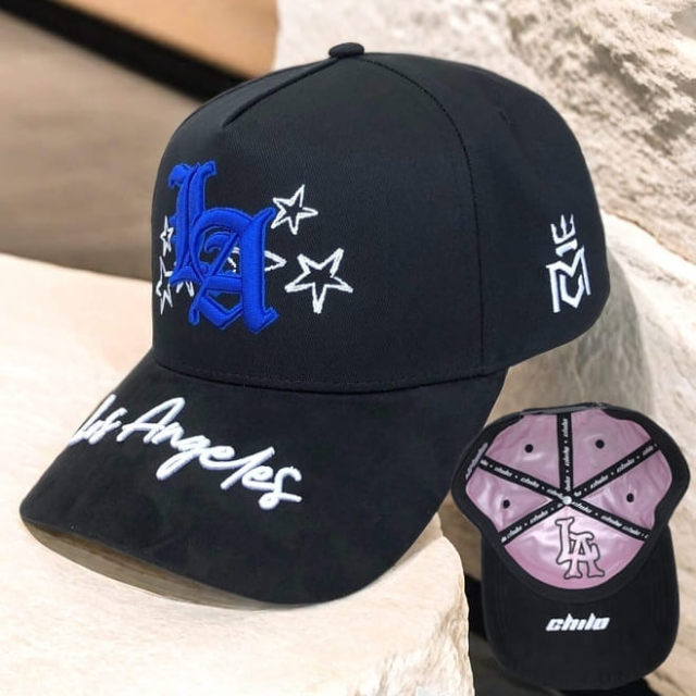 Baseball Cap - CMC-1123 (Custom Design Black Cotton WIth Suede Brim LA Dandy Hats Style 5 Panel Baseball Cap Factory)