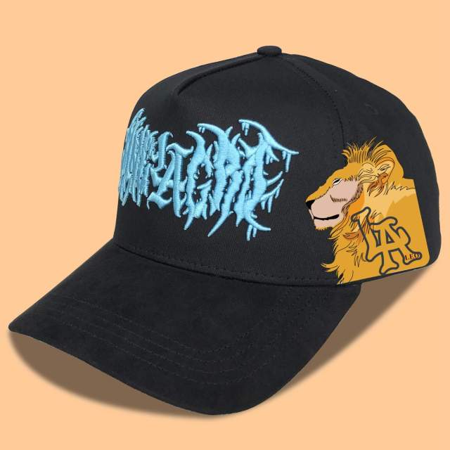 Baseball Cap - CMC-1123 (Custom Design Black Cotton WIth Suede Brim LA Dandy Hats Style 5 Panel Baseball Cap Factory)