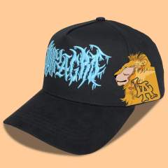 Baseball Cap - CMC-1121 (Custom Design Black Cotton WIth Navy Blue Suede Brim Dandy Hats Style 5 Panel Baseball Cap Supplier )