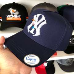 Baseball Cap - CMC-1121 (Custom Design Black Cotton WIth Navy Blue Suede Brim Dandy Hats Style 5 Panel Baseball Cap Supplier )