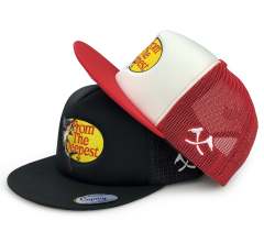Trucker Hat - CMC-3316 ( Custom Red White Foam Mesh Sports Cap 5 Panel  Snapback Cap Trucker Hat Supplier )