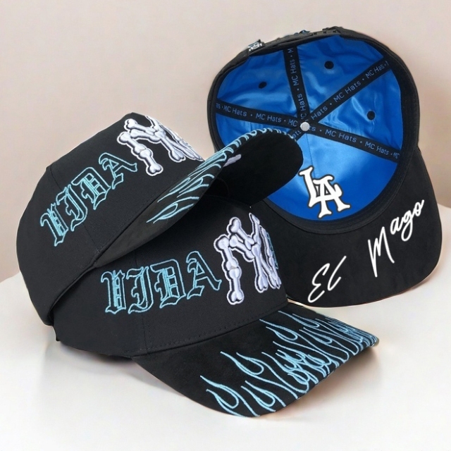 Baseball Cap - CMC-1123 (Custom Design Black Cotton WIth Suede Brim LA Dandy Hats Style 5 Panel Baseball Cap Factory)