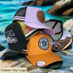 Trucker Hat - CMC-3326 (Custom Navy Blue Print Brim Stripes Western Trucker Caps Australia Country Trucker Hat Supplier )