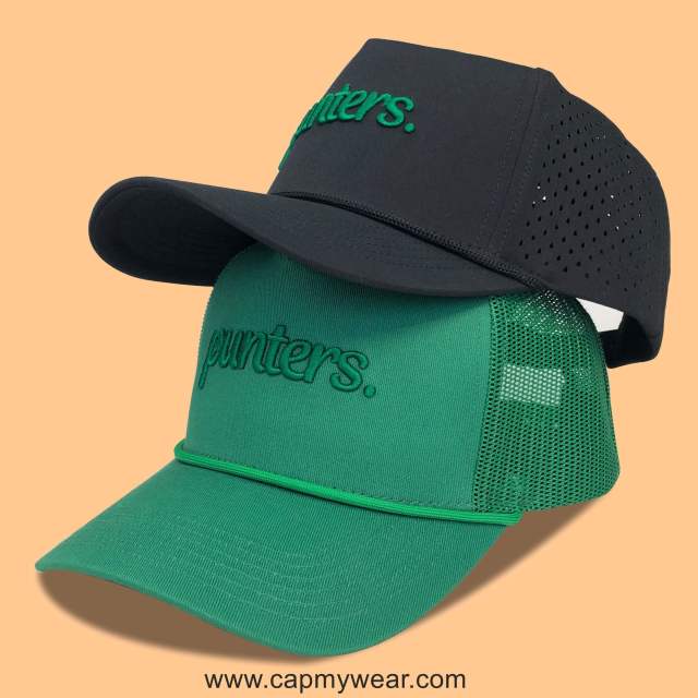 Trucker Hat CMC-3352 - (New Black Waterproof  Middle Crown 3D Embroidery Logo Men's 5-Panel Mesh Trucker Hat Supplier