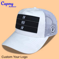 Trucker Hat CMC-3354 - (Custom Printed Black Camo 3D Embroidery Logo 5-Panel Mesh Trucker Hat Manufacturer)