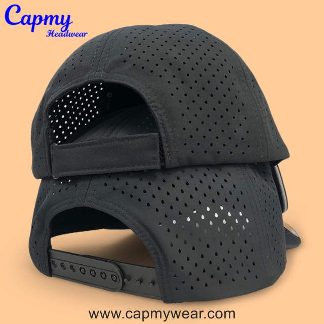 Trucker Hat CMC-3352 - (New Black Waterproof  Middle Crown 3D Embroidery Logo Men's 5-Panel Mesh Trucker Hat Supplier