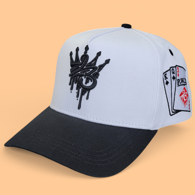 Baseball Cap - CMC-1191 (Customize Two Tone 5 Panel 100% Polyester Sports Hat White Black 3D Embroidery Logo A Frame Baseball Caps)