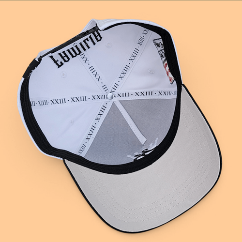 Baseball Cap - CMC-1191 (Customize Two Tone 5 Panel 100% Polyester Sports Hat White Black 3D Embroidery Logo A Frame Baseball Caps)