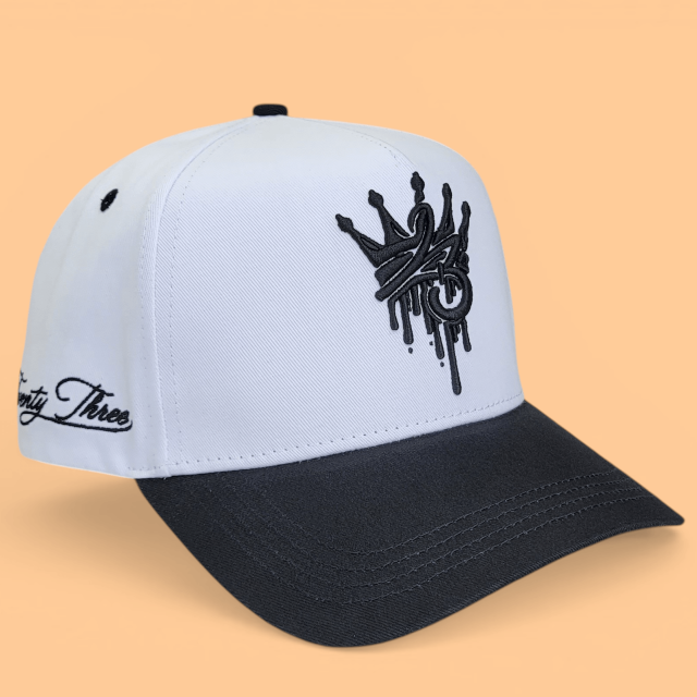 Baseball Cap - CMC-1191 (Customize Two Tone 5 Panel 100% Polyester Sports Hat White Black 3D Embroidery Logo A Frame Baseball Caps)