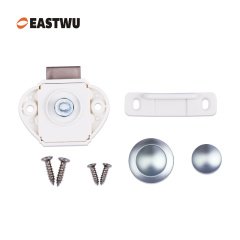 Pearl Chrome Knob Caravan Cabinet Mini Push Lock and White Mechanism
