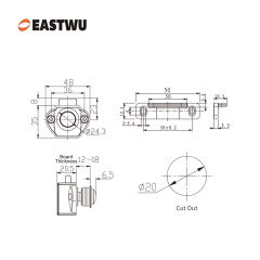 RV Caravan Cabinet Mini Push Lock and White Mechanism Chrome Knob