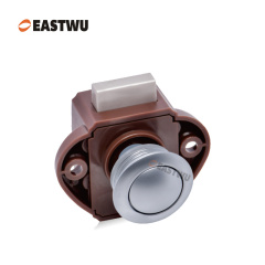 Pearl Chrome Knob Caravan Cabinet Mini Push Lock and Brown Mechanism