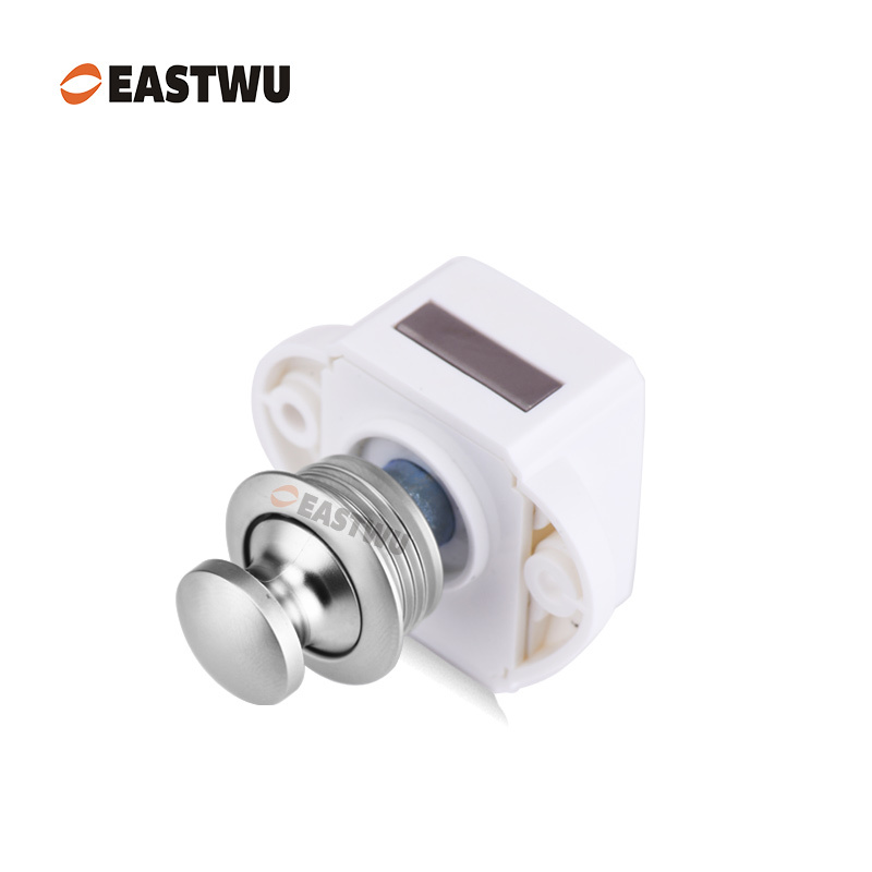 Pearl Nickel Knob Caravan Cabinet Mini Push Lock and White Mechanism