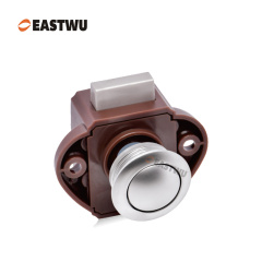 Pearl Nickel Knob Caravan Cabinet Mini Push Lock and Brown Mechanism
