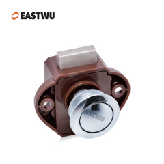 Chrome Knob Caravan Cabinet Mini Push Lock and Brown Mechanism