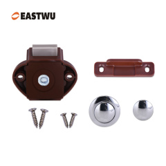 Chrome Knob Caravan Cabinet Mini Push Lock and Brown Mechanism