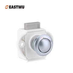 Pearl Chrome Knob Caravan Cabinet Mini Push Lock and White Mechanism