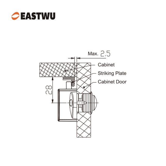 Pearl Chrome Knob Caravan Cabinet Mini Push Lock and White Mechanism