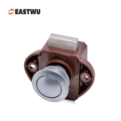 Pearl Chrome Knob Caravan Cabinet Mini Push Lock and Brown Mechanism