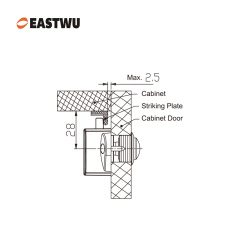 RV Caravan Cabinet Mini Push Lock and White Mechanism Chrome Knob