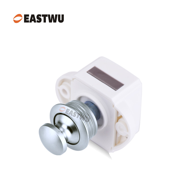 Pearl Chrome Knob Caravan Cabinet Mini Push Lock and White Mechanism