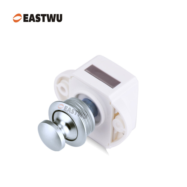 Pearl Chrome Knob Caravan Cabinet Mini Push Lock and White Mechanism