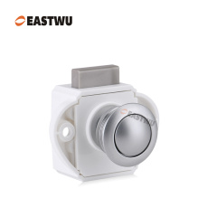 Pearl Nickel Knob Caravan Cabinet Mini Push Lock and White Mechanism