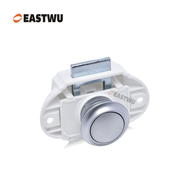 Pearl Chrome RV Caravan Campervan Kitchen Cupboard Cabinet Drawer Hardware Pulls Knobs Handles Catches Keyless Large Push button Latch Lock Cut Out 26mm