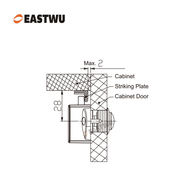 Chrome RV Caravan Campervan Kitchen Cupboard Cabinet Drawer Hardware Pulls Knobs Handles Catches Keyless Large Push button Latch Lock Cut Out 26mm