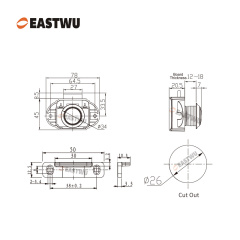 Pearl Chrome RV Caravan Campervan Kitchen Cupboard Cabinet Drawer Hardware Pulls Knobs Handles Catches Keyless Large Push button Latch Lock Cut Out 26mm