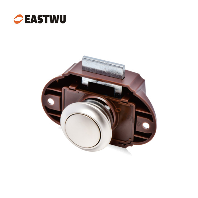 Pearl Nickel RV Caravan Campervan Kitchen Cupboard Cabinet Drawer Hardware Pulls Knobs Handles Catches Keyless Large Push button Latch Lock Cut Out 26mm