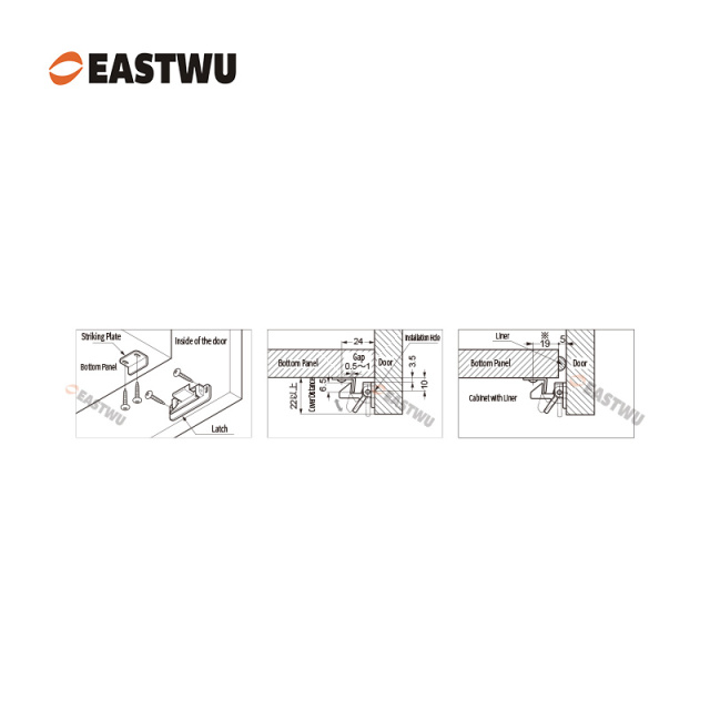 RV Caravan Camper Motorhome Overhead Cabinet Hidden Concealed Recessed Brown Lever Latches