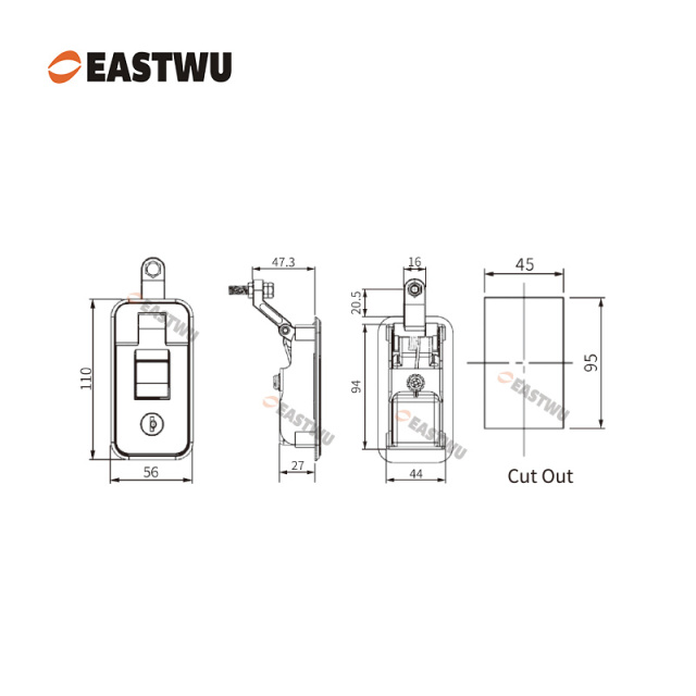 Chrome Keyed Alike Trailer Tool Box Large Compression Lock Cut Out 95*45mm