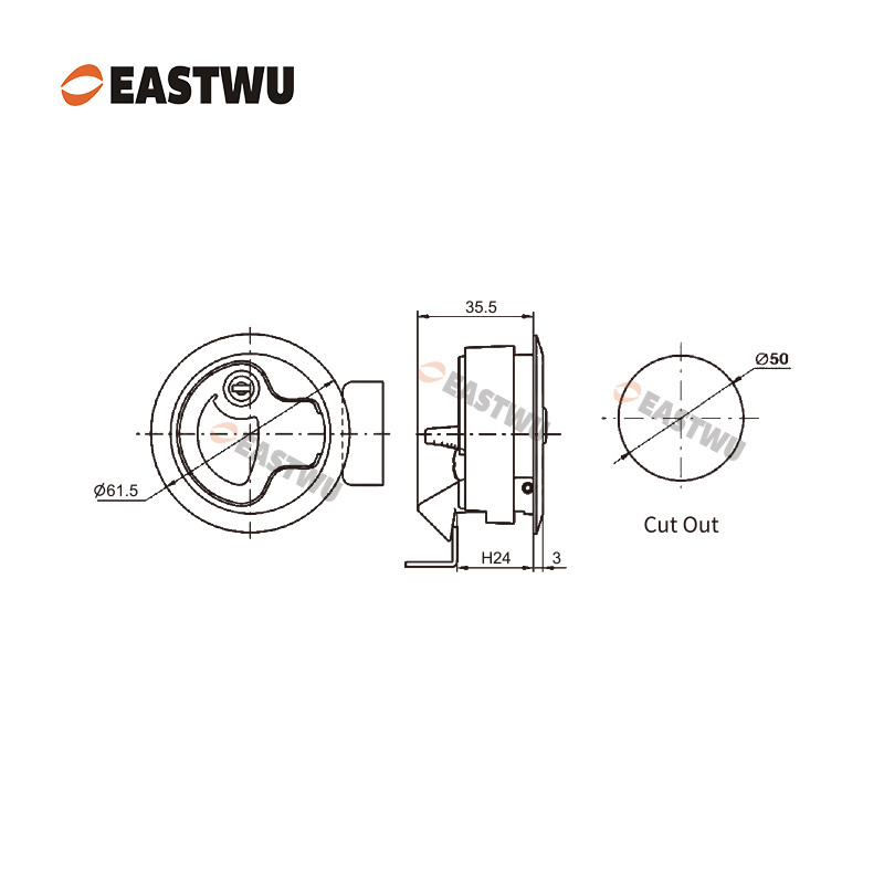 Chrome SUS316 Toilet Door Lock Cut Out φ50mm
