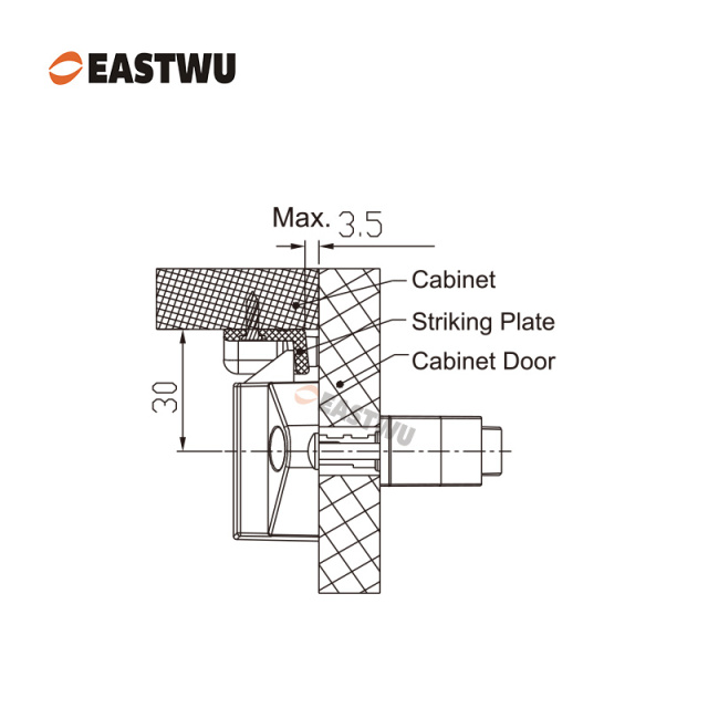 Matt Black Zinc Alloy Push Type Cupboard Door Metal Handle Lock C.C.128mm
