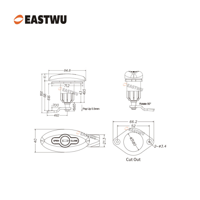 Matt Black Zinc Alloy&Nylon Keyed Alike RV Cabin Compression Lock