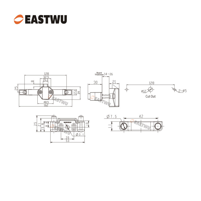 Matt Black Zinc Alloy Push Type Cupboard Door Metal Handle Lock C.C.128mm