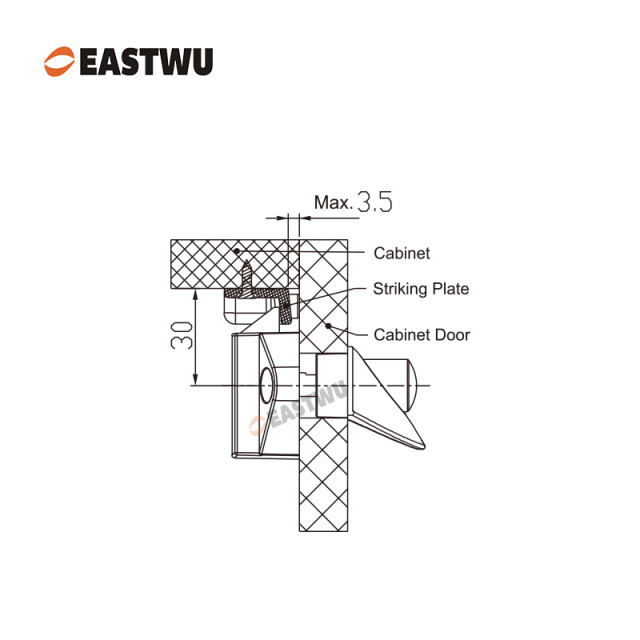 Brushed Nickel Zinc Alloy Pull Type Cupboard Door Metal Handle Lock