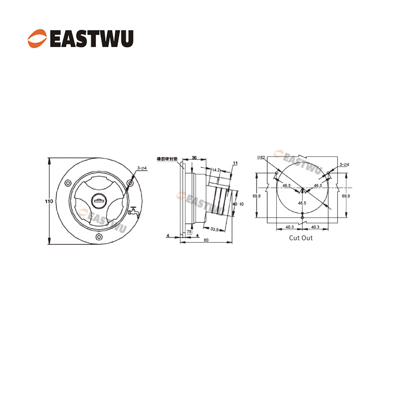 Black RV Water System Filler PP Material Cut Out φ82mm