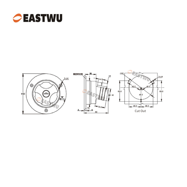 Black RV Water System Filler PP Material Cut Out φ82mm
