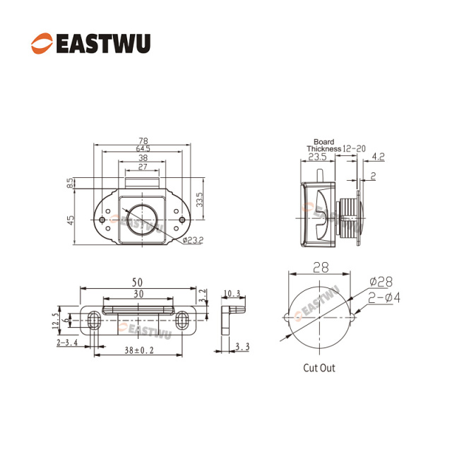 Chrome Caravan RV Motorhome Camper Van Cabinet Cupboard Storage Metal Push Button Handle Knob Latch Lock