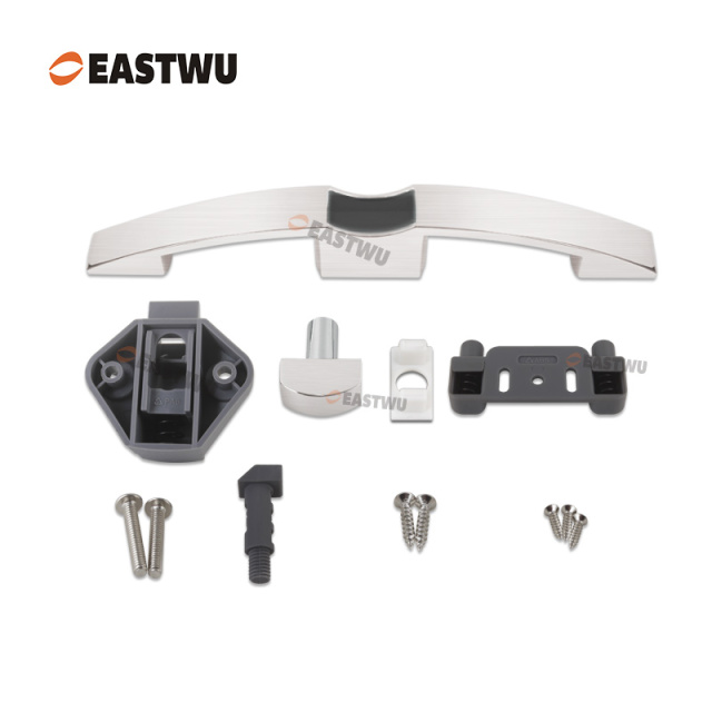 Brushed Nickel Zinc Alloy Push Type Cupboard Door Metal Handle Lock C.C.160mm