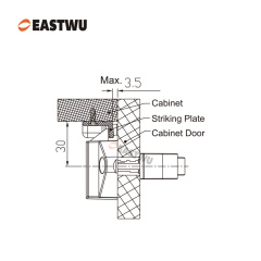 Chrome Zinc Alloy Push Type Cupboard Door Metal Handle Lock C.C.128mm